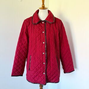 Woman Within Quilted Jacket Womens Plus Size 20W Red Snap Button Lightweight
